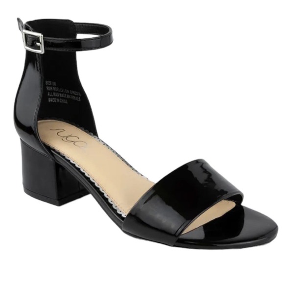 Sugar Shoes Sugar Womens Noelle Block Heel Sandals Black Patent